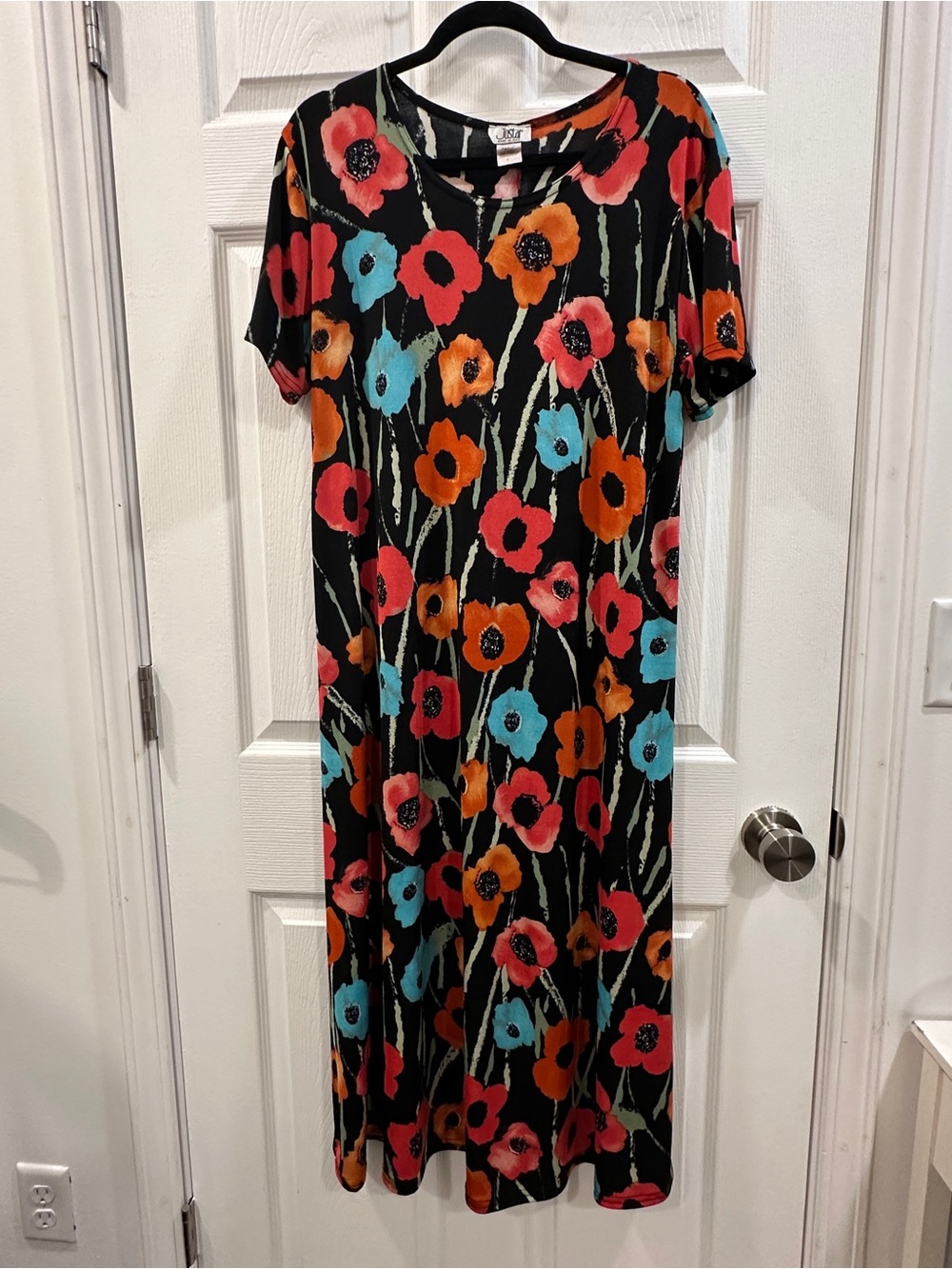 Vintage Jostar floral maxi liquid knit dress size L EUC